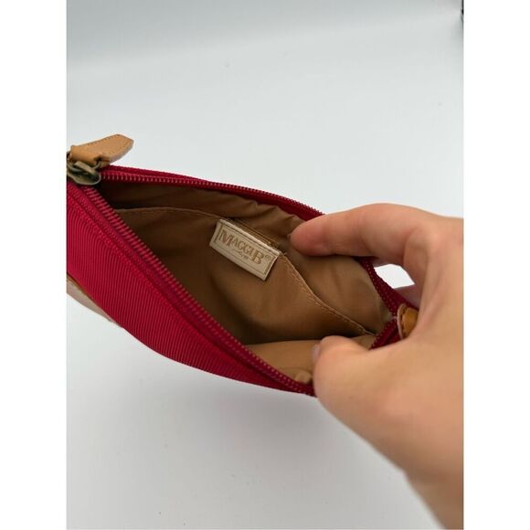 MaggiB Classic Red Brown Leather Accented Zipper Pouch - Picture 3 of 6